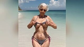 Granny Showing her New Sexy Bikini with Dirtytalk. Watch the Horny GILF Nude at the End | AI-generated porn video
